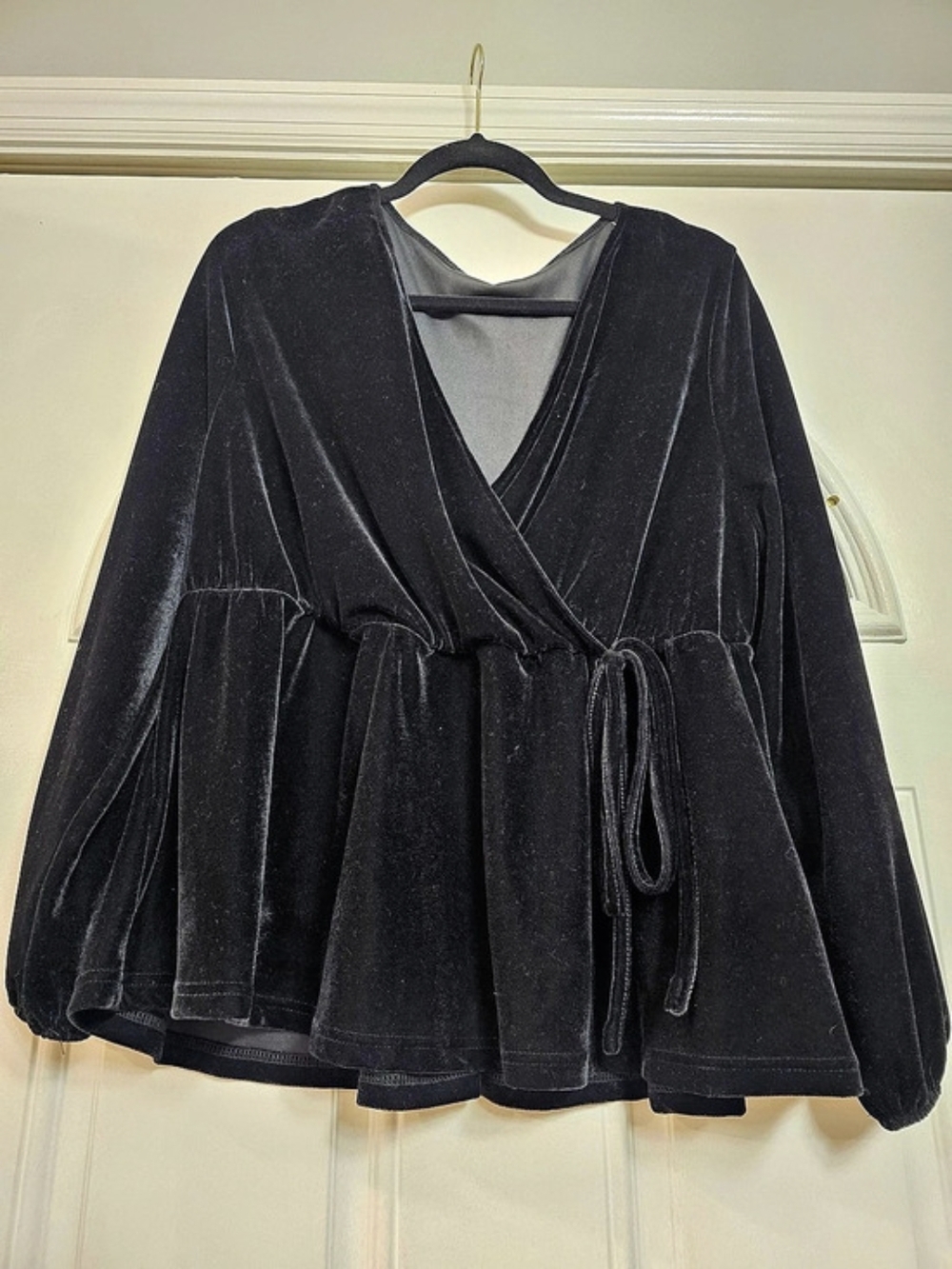 Black Velvet Wrap Blouse Like New